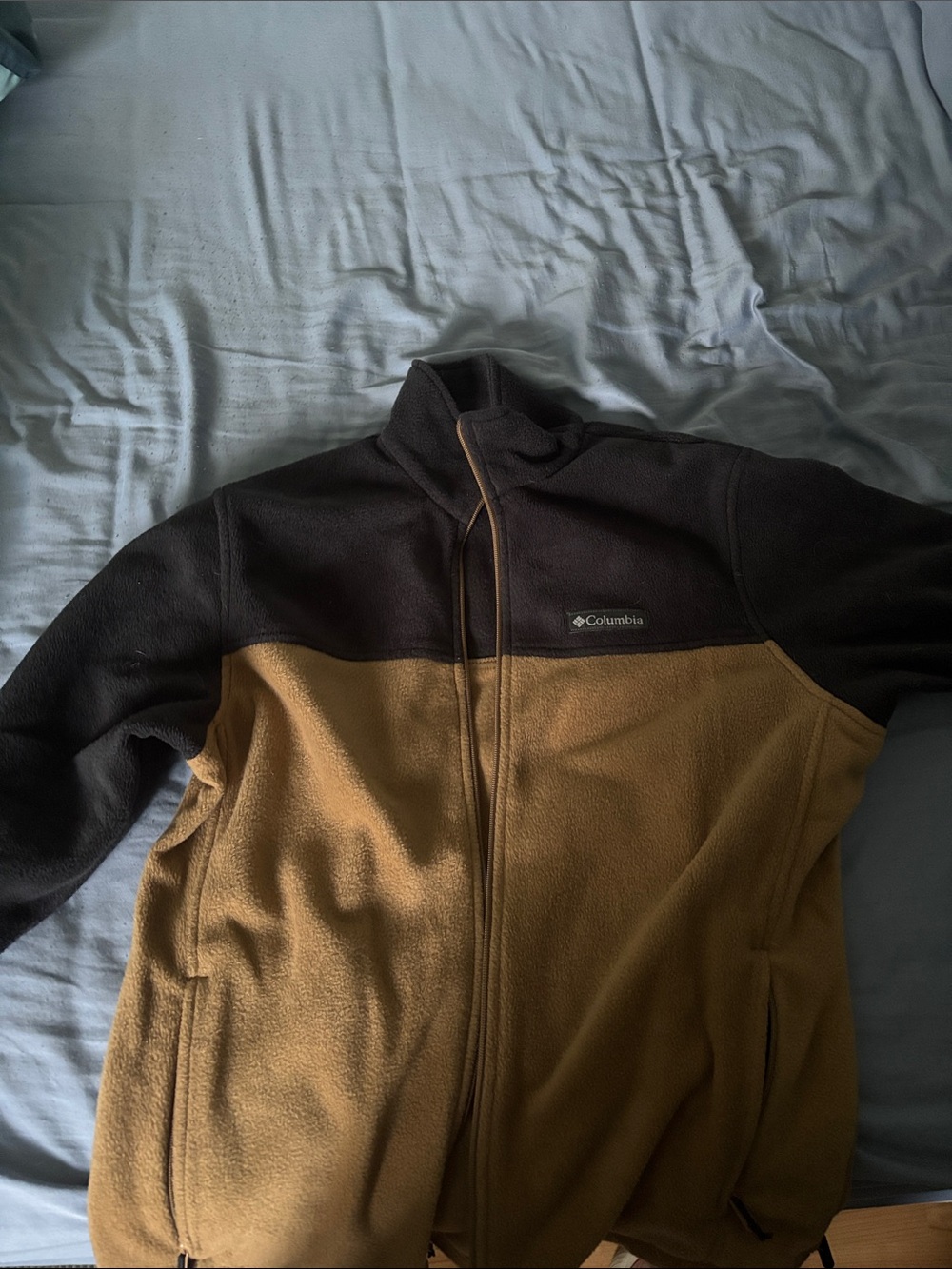 Columbia Two-Tone Fleece Jacket - Black & Camel Brown